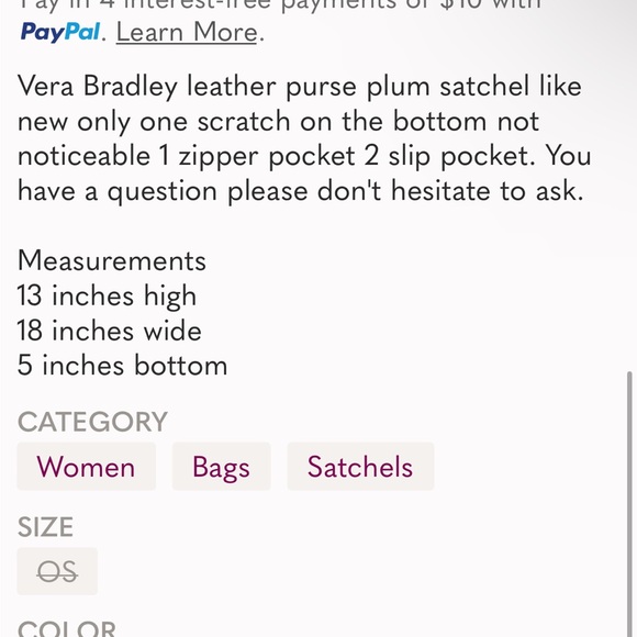 Elegant Vera Bradley Leather Handbag - Picture 5 of 5